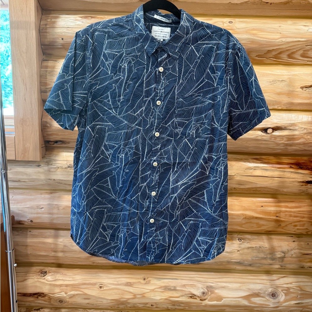 Lucky Brand Blue and White Casual Button Down Shirt